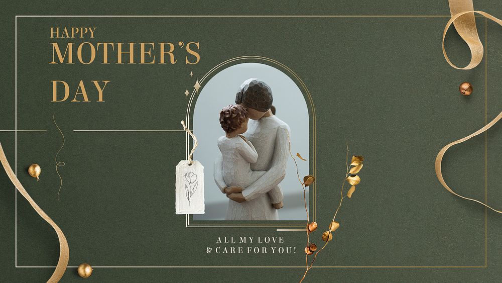 Happy mother's day template, green aesthetic design psd