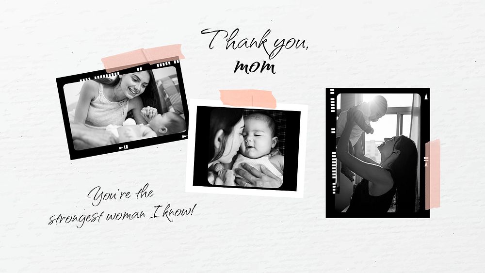 Aesthetic collage template, mother's day greeting banner psd
