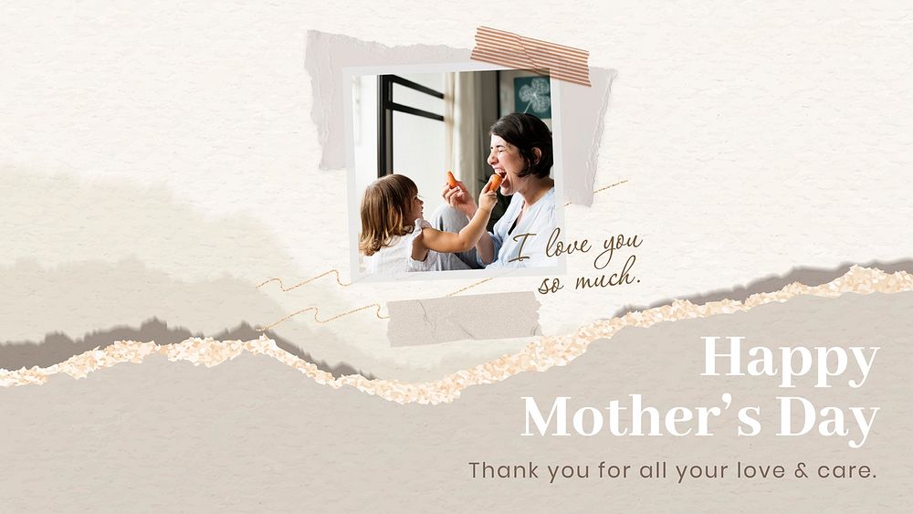 Aesthetic collage template, mother's day greeting banner vector