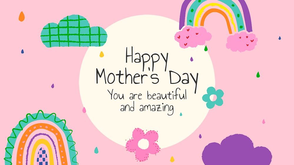 Pink doodle template, Instagram banner for mother's day psd