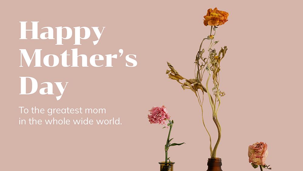 Happy mother's day template, pink floral banner psd