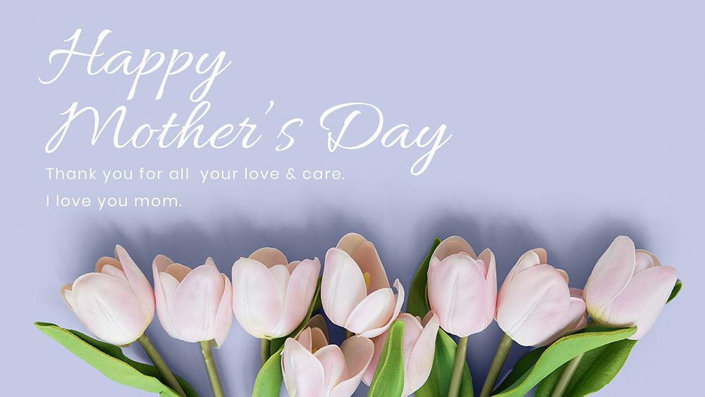 Tulip aesthetic blog banner template, happy mother's day greeting psd