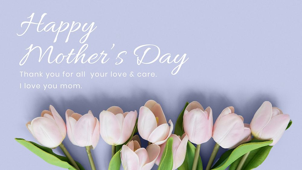 Tulip aesthetic blog banner template, happy mother's day greeting vector
