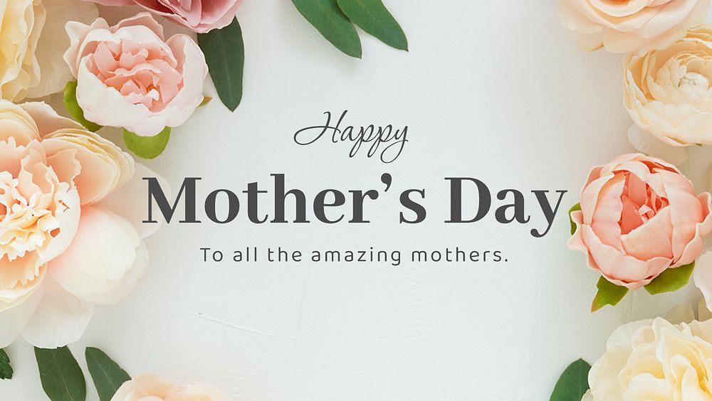 Spring aesthetic blog banner template, happy mother's day greeting psd