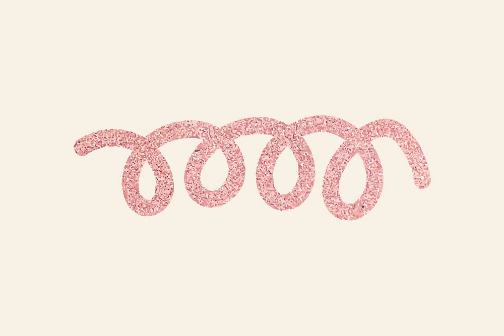 Pink doodle line sticker, cute glittery clipart vector