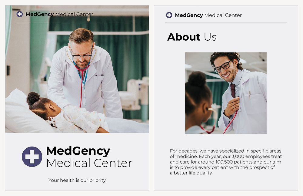 Healthcare services flyer template, medical industry set psd