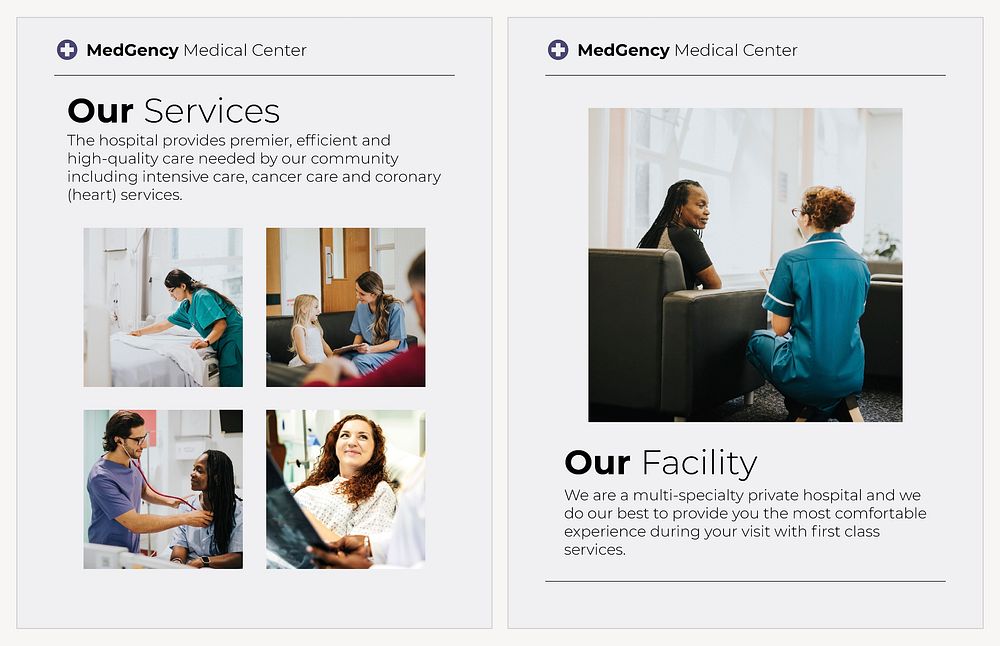 Medical business flyer template, healthcare services set vector