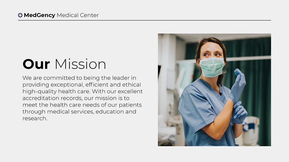 Mission statement medical presentation template, healthcare & hospital design psd