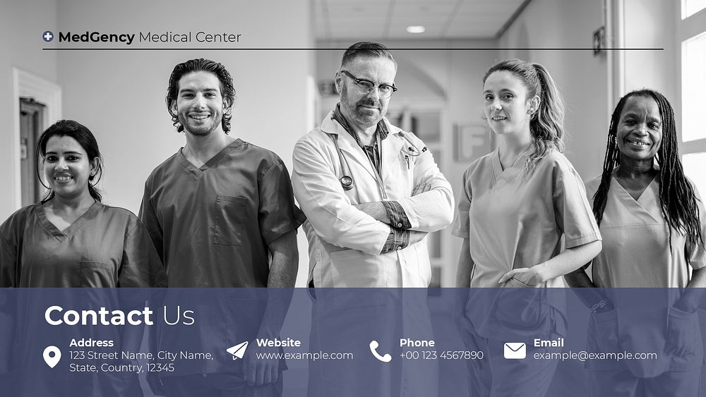Medical contact Powerpoint presentation template, healthcare & hospital design psd