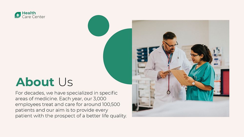 About us Powerpoint presentation template, healthcare & hospital design psd