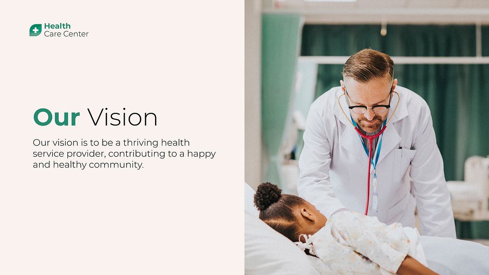 Company vision presentation template, healthcare & hospital design vector
