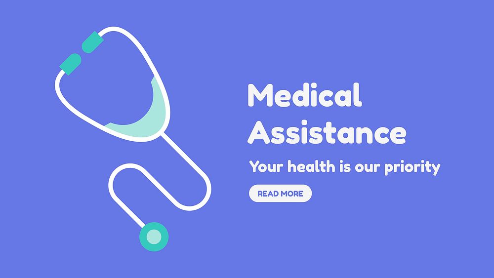 Medical assistance blog banner template, healthcare design vector