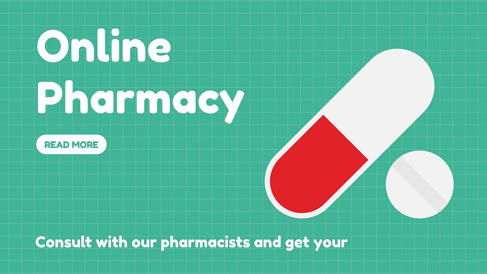 Online pharmacy blog banner template, healthcare design vector