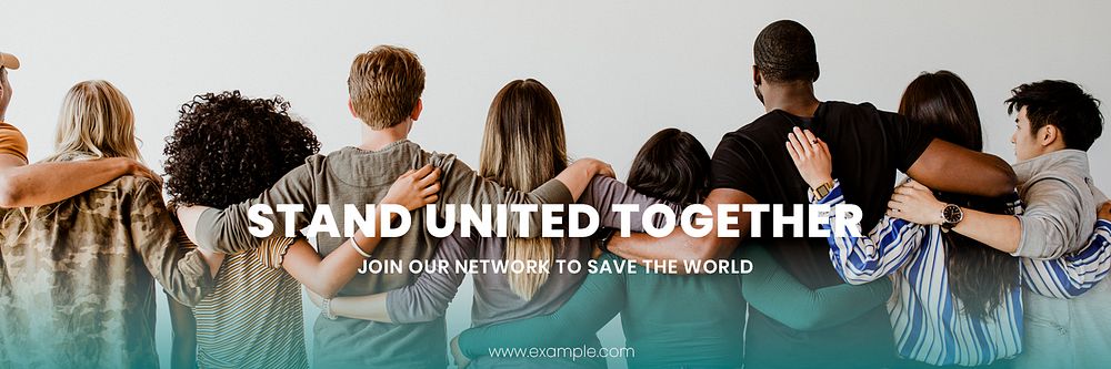 Stand united together join our network to save the world social banner template mockup