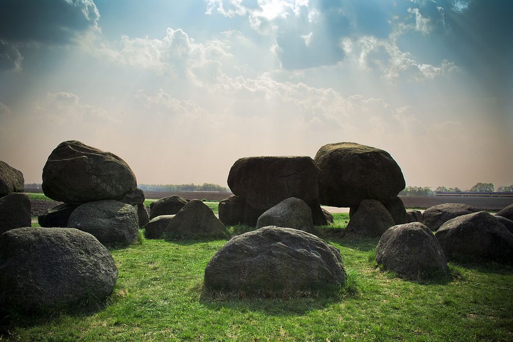 Stone formation on green grass. Original public domain image from Wikimedia Commons