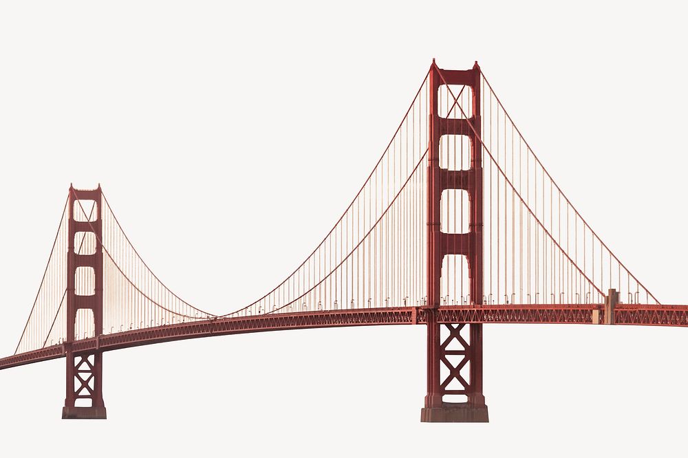 Aesthetic Golden Gate Bridge clipart, San Francisco's architecture illustration vector