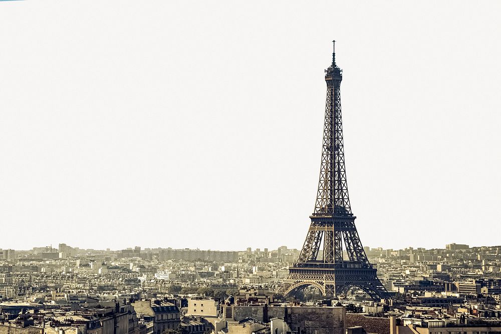 Aesthetic Eiffel tower background, Paris cityscape border psd