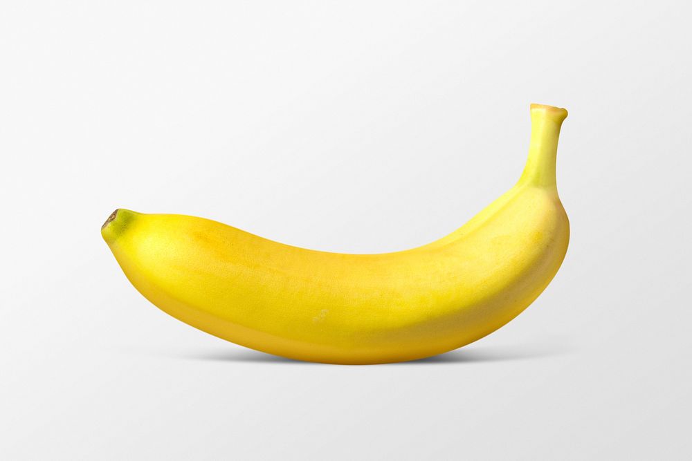Organic banana clipart, yellow fruit on white background psd