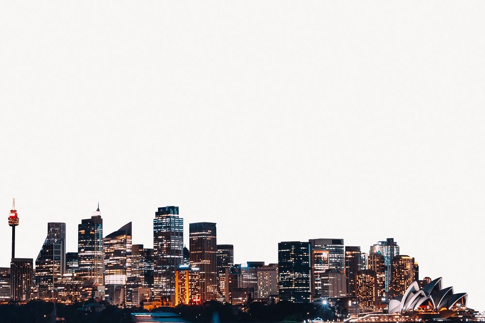 Sydney cityscape background, aesthetic buildings border