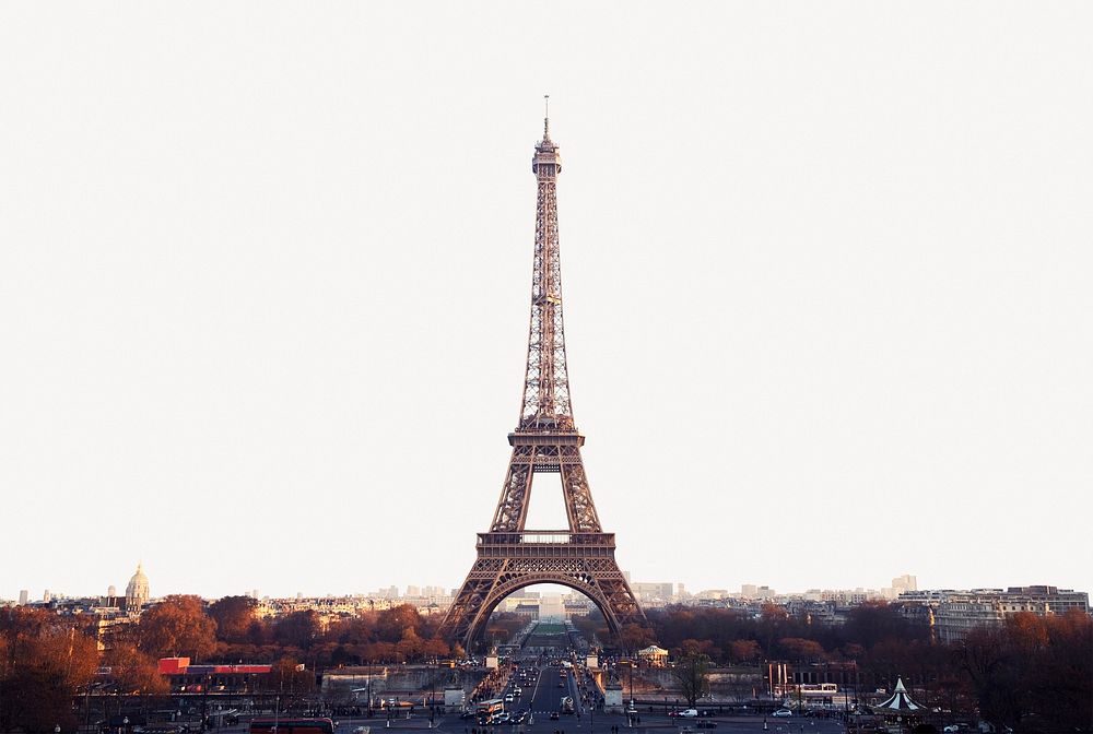 Aesthetic Eiffel tower background, Paris cityscape border psd