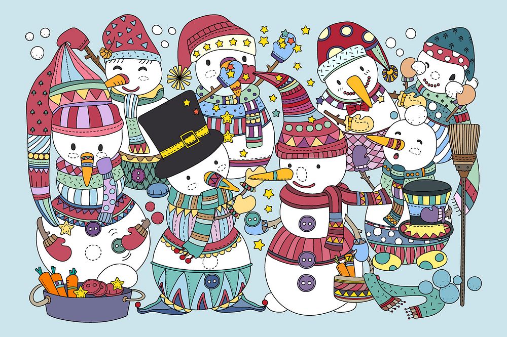 Different versions of snowman vector