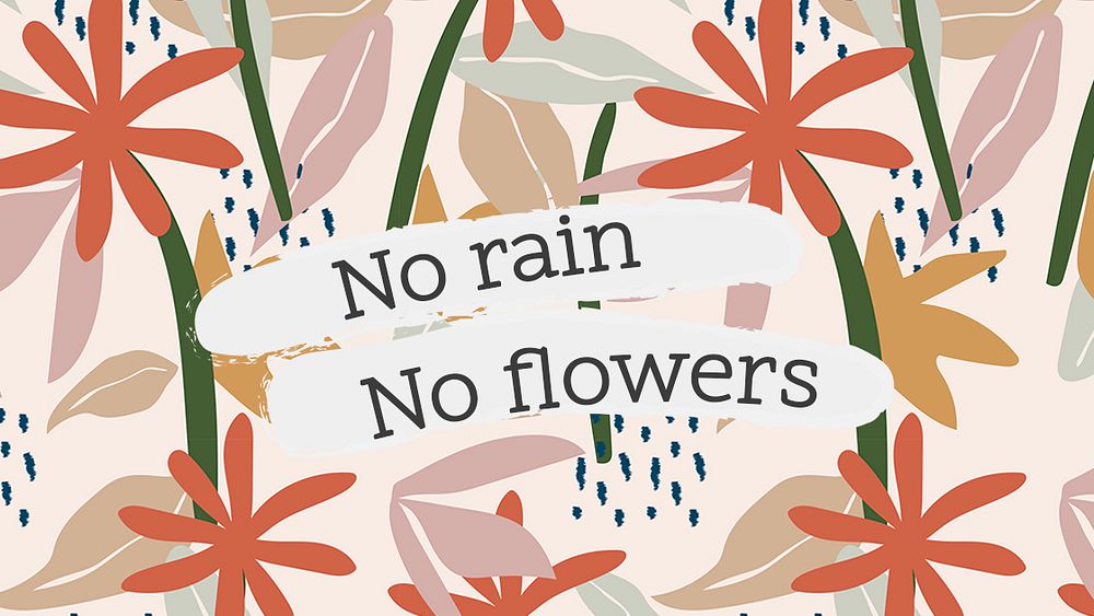Quote blog banner template, editable inspirational message, no rain no flowers psd
