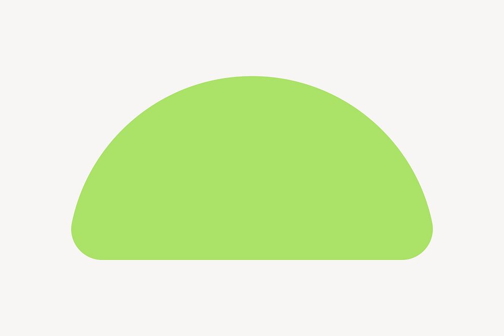 Green semicircle sticker, flat geometric graphic vector