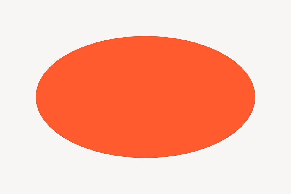 Orange ellipse sticker, flat geometric shape vector