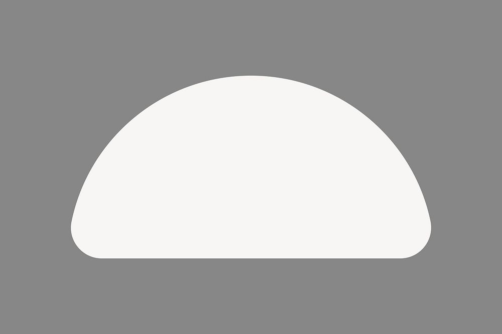 White semicircle sticker, flat geometric graphic vector