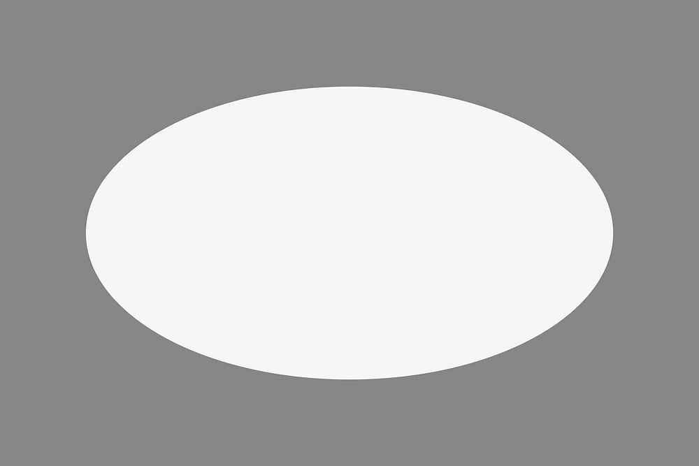 White ellipse sticker, flat geometric shape vector