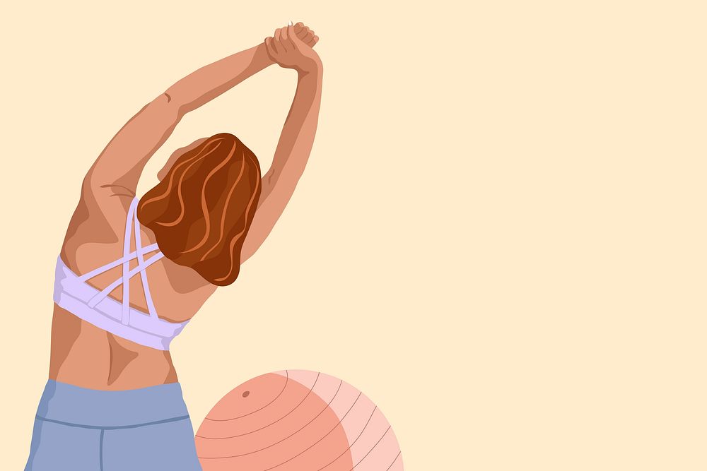 Woman stretching background, aesthetic illustration