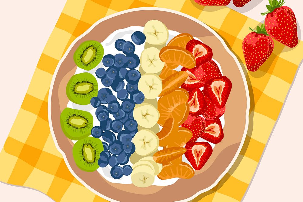 Smoothie bowl breakfast background, realistic illustration