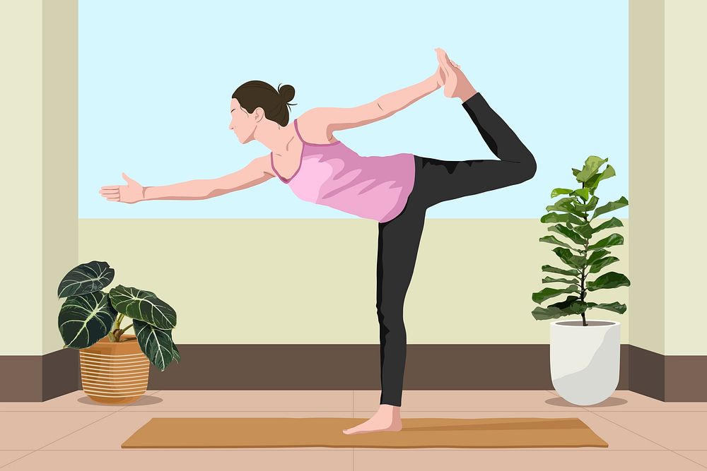 Dancer yoga pose background, aesthetic illustration psd