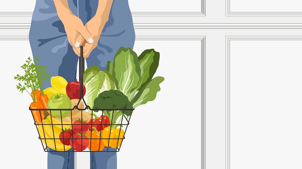 Vegetables computer wallpaper, realistic illustration