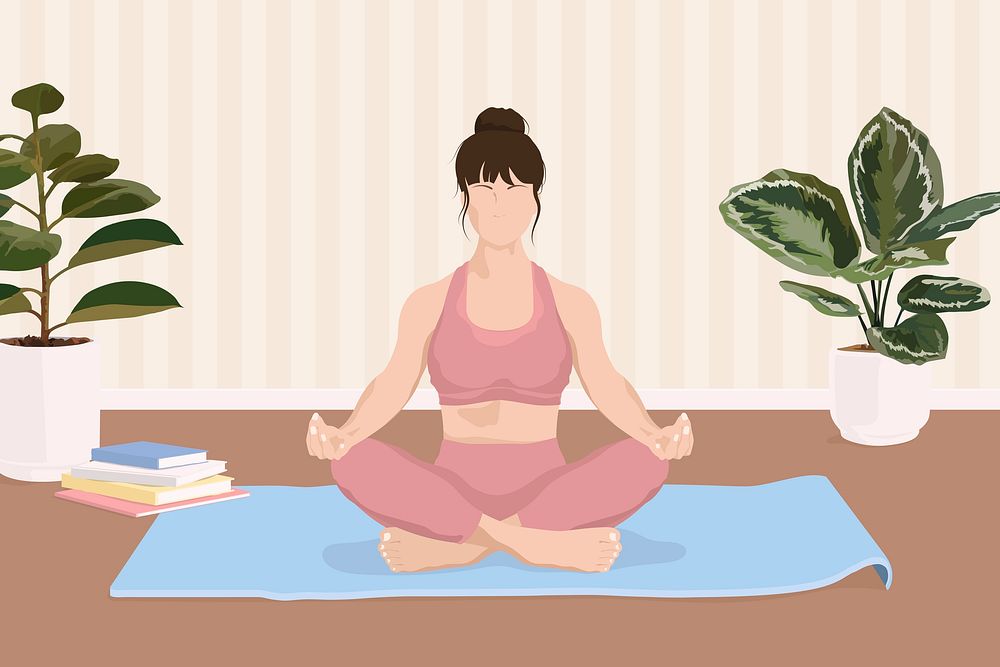 Yoga & meditation background, realistic illustration psd