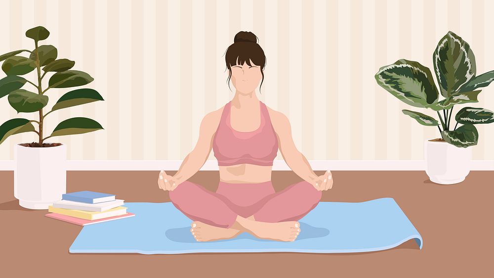 Yoga & meditation desktop wallpaper, realistic illustration