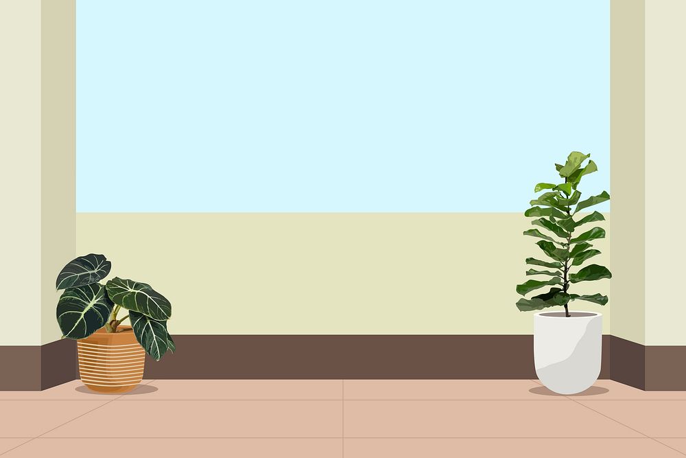 Room with plants background, aesthetic illustration 