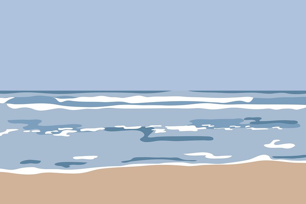 Beautiful sea & beach background, aesthetic vector illustration