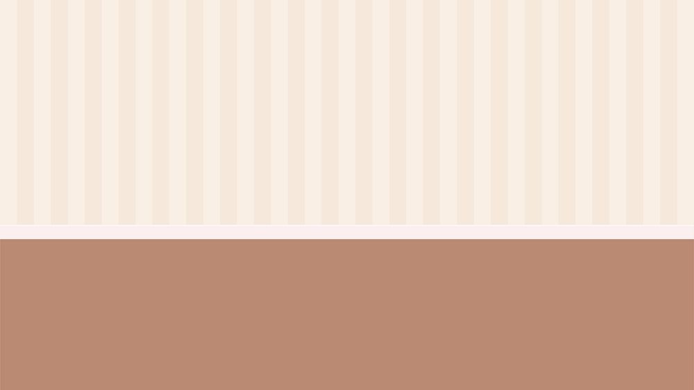 Striped beige wall computer wallpaper, brown floor vector illustration