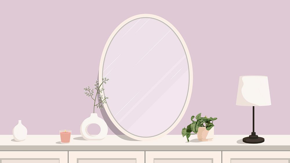 Feminine room computer wallpaper vector illustration