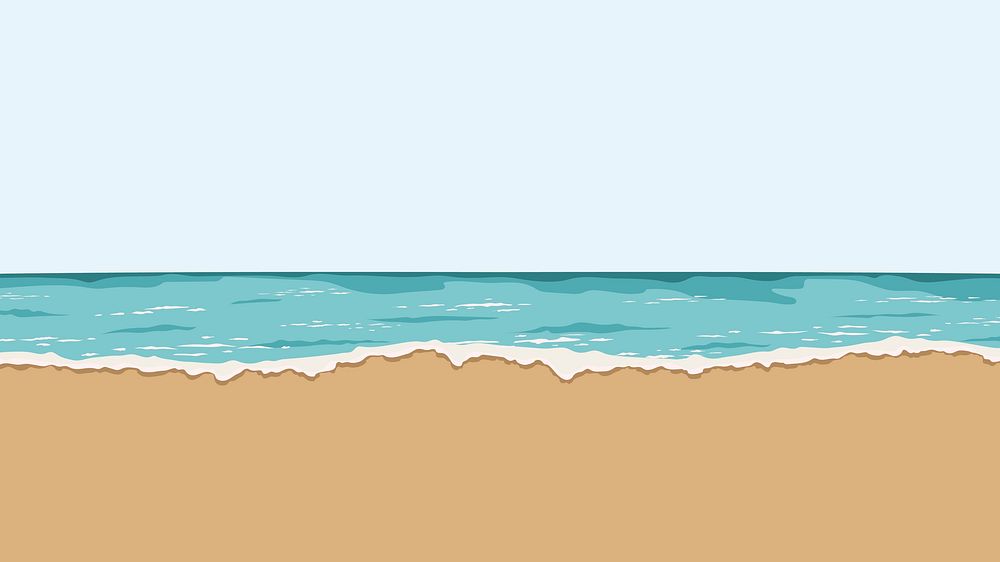 Beach minimal computer wallpaper, nature vector illustration