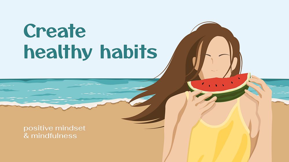 Healthy habits blog banner template, aesthetic vector illustration