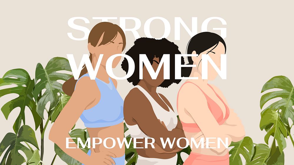 Strong women blog banner template, aesthetic vector illustration