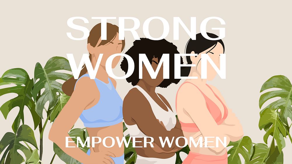 Strong women blog banner template, aesthetic illustration psd