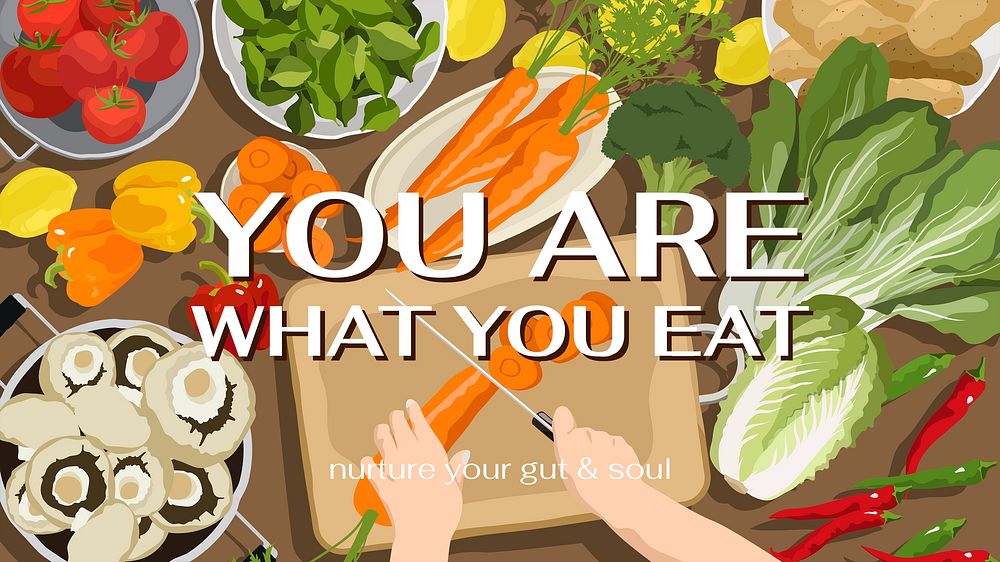 Vegetarian food blog banner template, aesthetic illustration psd