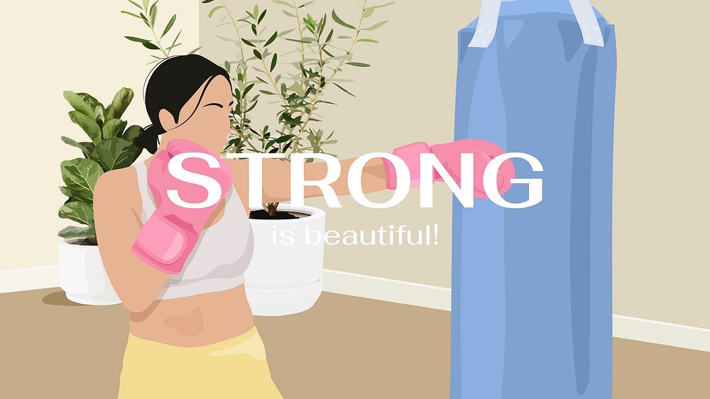 Female boxer blog banner template, aesthetic vector illustration