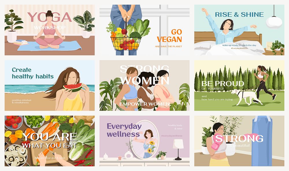 Women's health blog banner template, aesthetic vector illustration