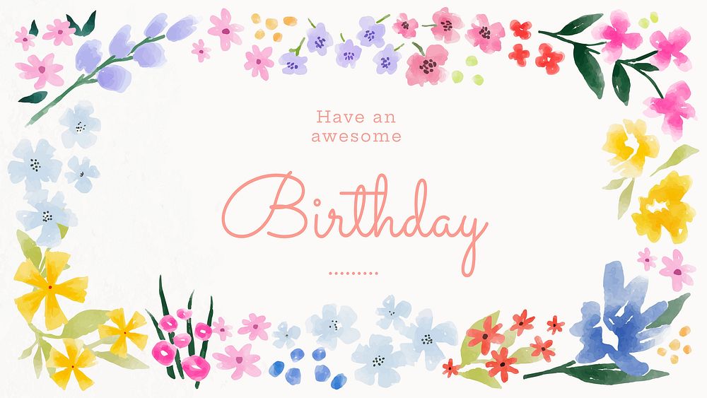 Birthday Facebook event cover template, watercolor design vector