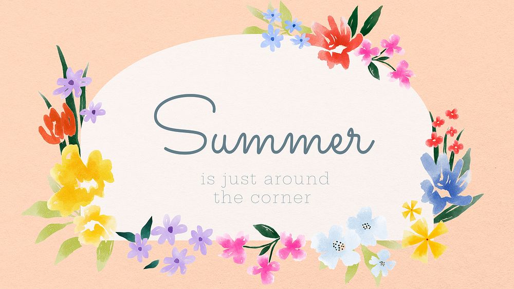 Summer quote desktop wallpaper, watercolor design