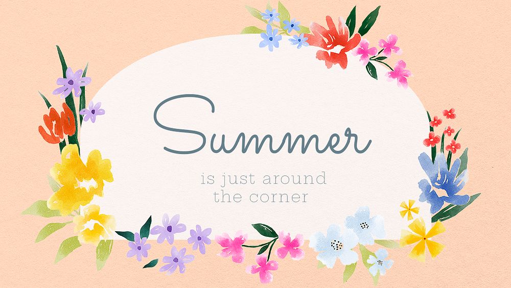 Summer quote blog banner template, watercolor design psd